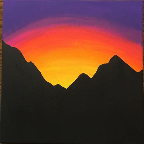 Sunset Painting Easy For Kids Purple Beach Sunset Landscape Paint