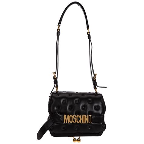 Moschino Womens Leather Shoulder Bag In Black Modesens