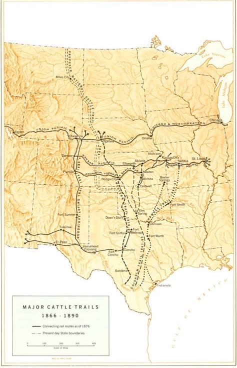 Great Western Cattle Trail Wikipedia Texas Cattle Trails Map