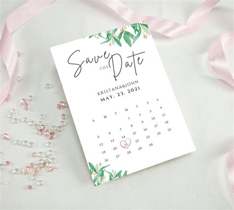 Calendar Save The Date Template Edit With Canva Create Your Etsy