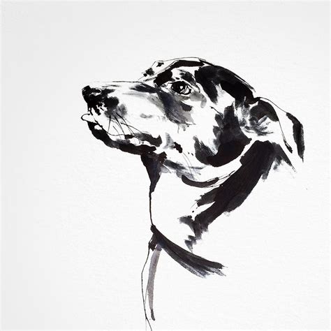 Ink Dog Portrait Pet Portrait Ink Brush Drawing By Eri Griffin