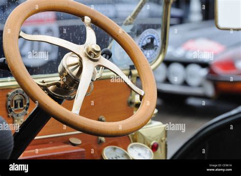 Model T Ford Steering Wheel At The Monte Carlo Rally 2012 Stock Photo
