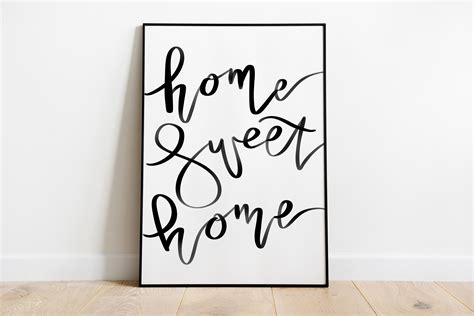 Home Sweet Home Calligraphy Art Print Home Sweet Home Wall Etsy