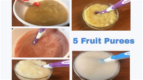 How To Make 5 Fruit Purees For Babies 4 6 8 Months Old Youtube