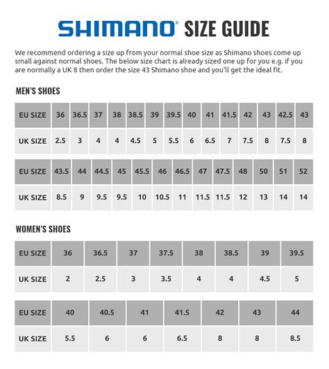 Shimano Shoe Size Chart Images And Photos Finder