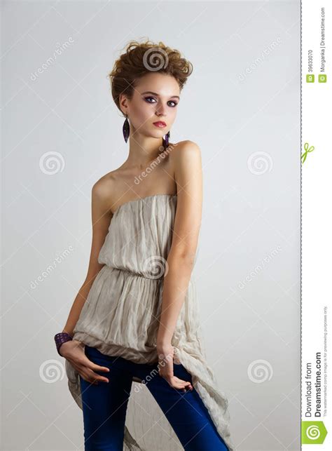 Young Fashion Model Posing Stock Photo Image Of Background 39633070