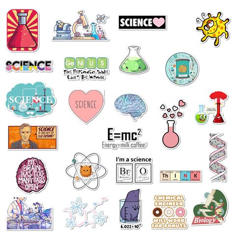 50 Pack Ciencia Pegatinas Física Química Laboratorio Pegatina Etsy