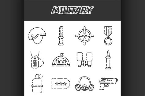 Military Icons Set By Netkoff Thehungryjpeg