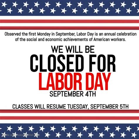 Labor Day Shop Closed Notice Template Postermywall