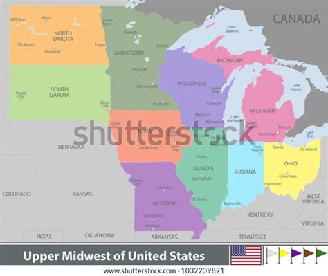 Vector Map Upper Midwest United States Stock Vector Royalty Free