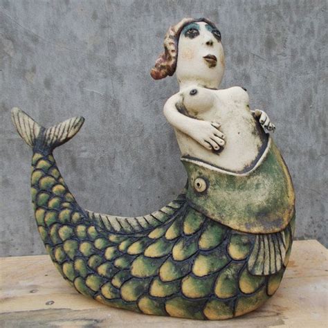 Ceramic Mermaid Sculpture Mermaid Sculpture Mermaids And Mermen