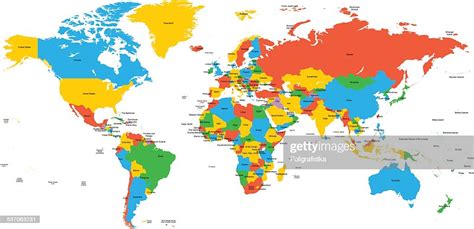 Hight Detailed Divided And Labeled World Map Vector Art