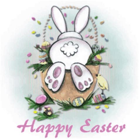 Animated Happy Easter Bunny Wiggling Tail Gif Gifdb Com
