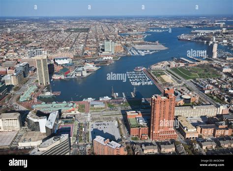 Aerial View Of The Inner Harbor In Baltimore Maryland Stock Photo Alamy