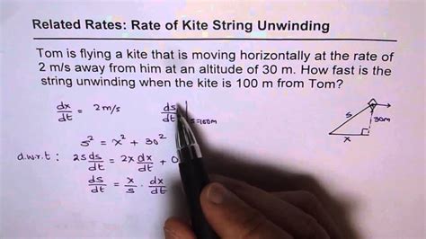 Calculus Related Rates Kite String Youtube