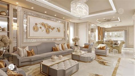 Beautiful Interior Design In Classical Style With Beige And Gold