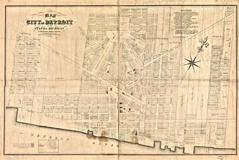 Rare Restored Map Of Detroit By John Farmer 1835 Archival