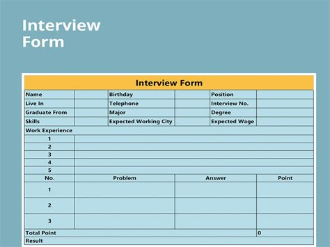 EXCEL Of Free Interview Form Xls WPS Free Templates