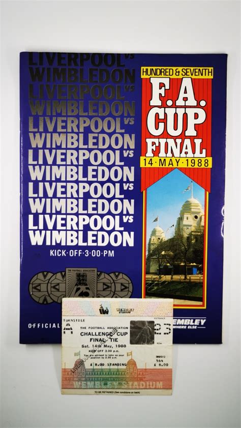 1988 Fa Cup Final Liverpool Vs Wimbledon Programme And Ticket Football