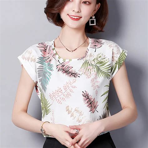 2018 Women Summer Tops Chiffon Blouses And Shirts Ladies Floral Print