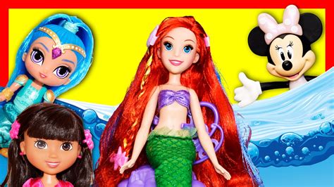 unboxing ariel royal ribbon salon with dora and shine underwater fun youtube