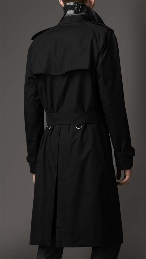 Burberry Long Cotton Gabardine Trench Coat In Black For Men Lyst