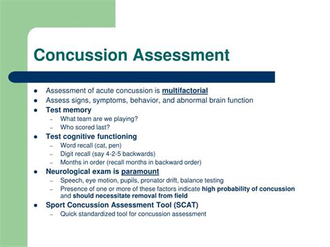 Ppt Assessment Of Concussion From The Sideline To Your Clinic
