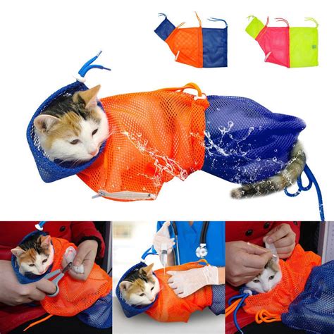 Smaller zippered holes in the base of the bag allow you to remove your cat's leg's one at a time. Details about Mesh Kitten Cat Grooming Bathing Bag ...
