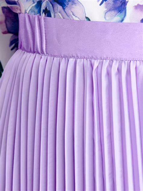 Buy Purple Pleated Flared Midi Skirt Online Fablestreet