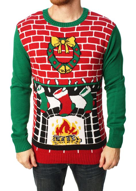Ugly Christmas Sweater Ugly Christmas Sweater Mens Fireplace