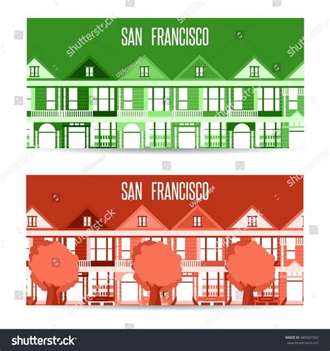 San Francisco Landmarks Horizontal Flat Design Stock Vector Royalty Free Shutterstock