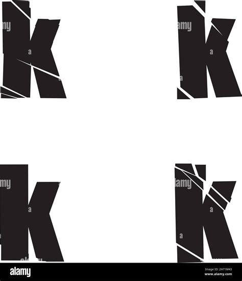 textured letter k shattered fractured broken alphabet series stock vector illustration