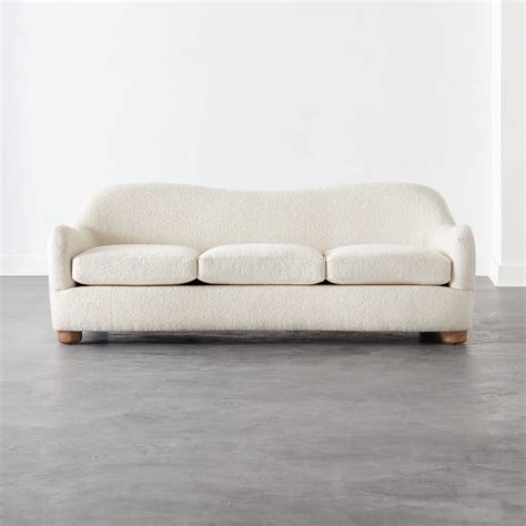 Bacio Cream Boucle Sofa With Bleached Oak Legs By Ross Cassidy