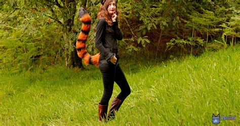Tiger Ears And Tail Costume Set 40 Long Stripy Tiger Tail Etsy