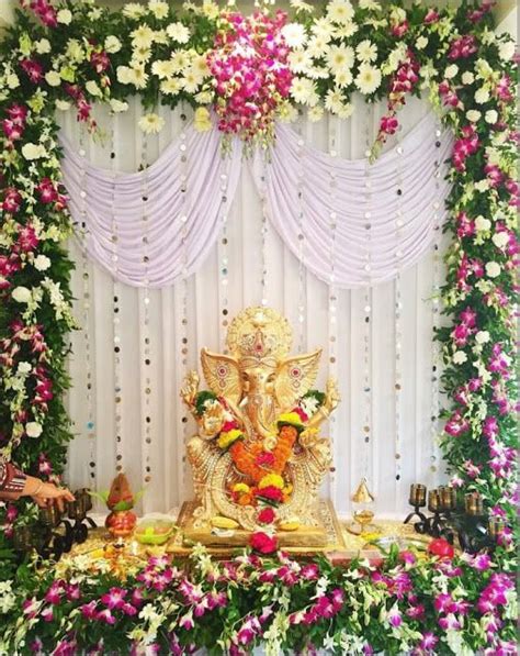Simple Ganpati Decoration Ideas At Home With Flowers Wallpaperlucked