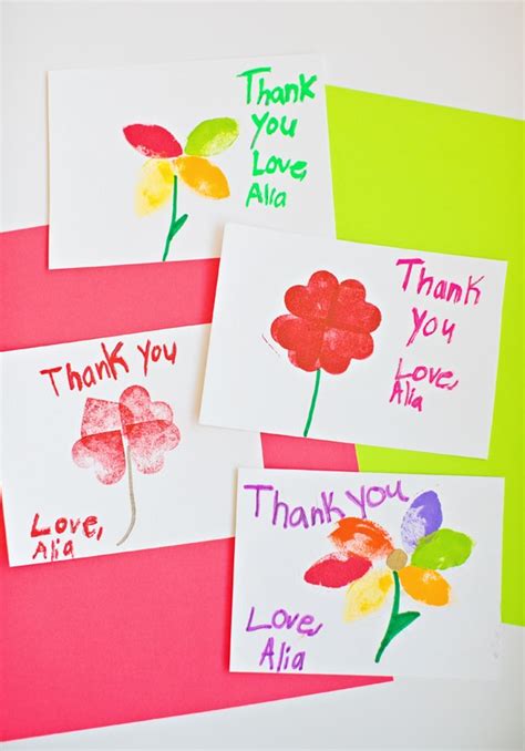 Kid Made Stamped Flower Thank You Cards