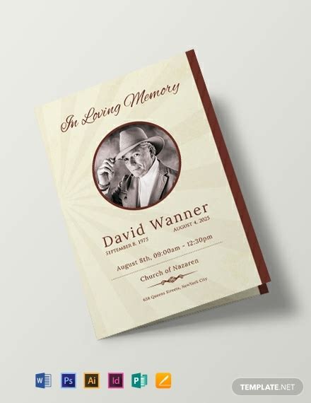 obituary bi fold brochure design template word