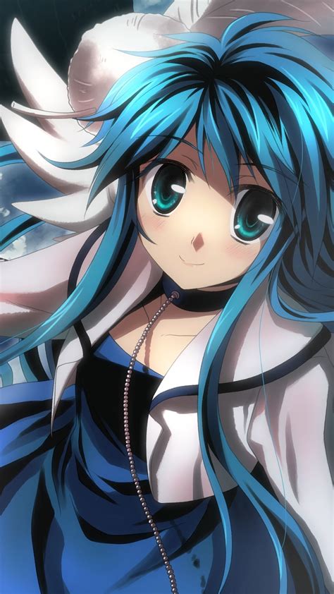 Blue Hair And Eyes Anime Girl Smile Sky 1080x1920 Iphone 8766s