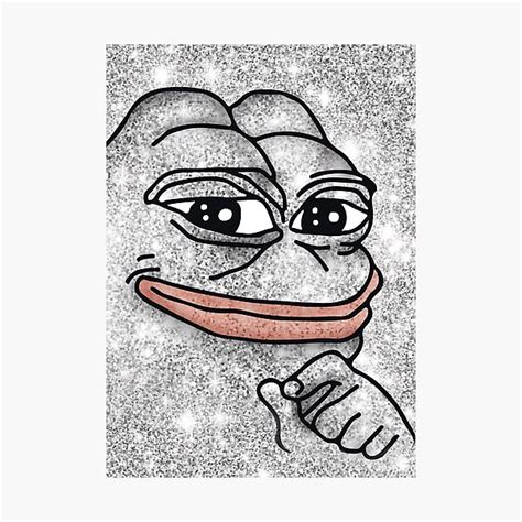 Lámina Fotográfica Rare Pepe The Frog Silver Luxury Metal Glitters Con