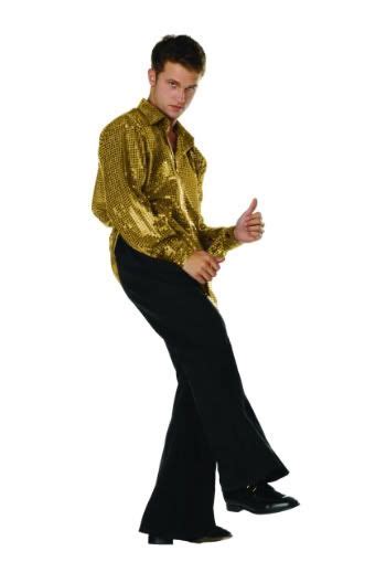 1970s 70s Retro Disco Fever Sequin Shirt Adult Costume Swinger Gold