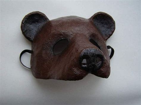 Masquerade Mask Bear Mask Paper Mache Mask Halloween Mask Etsy Bear