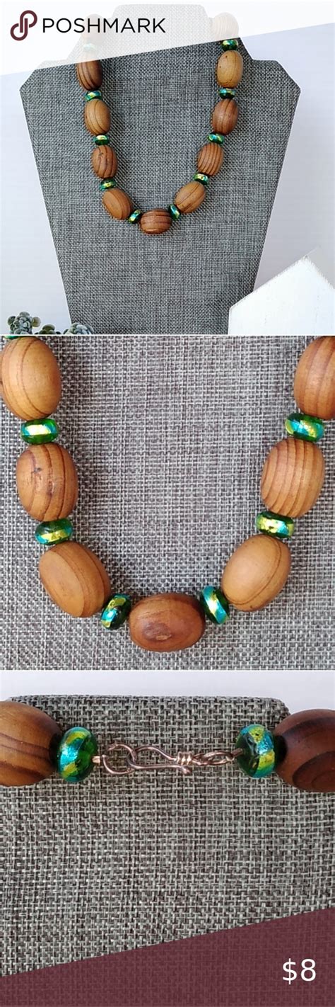 525🛍️boho Style Chunky Wooden Bead Necklace In 2020 Beaded Necklace