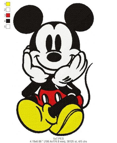 Classic Mickey Mouse Embroidery Design Etsy