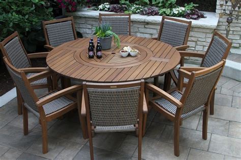 20663 Round Eucalyptus 63″ Lazy Susan Dining Table Outdoor Interiors