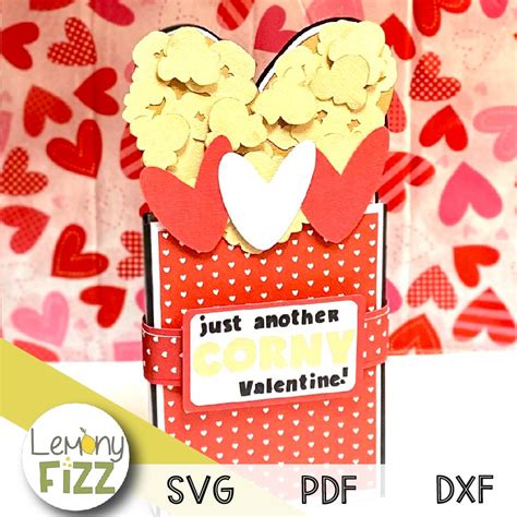 Just Another Corny Valentine Popcorn Wrap Paper Craft Svg File Lemony