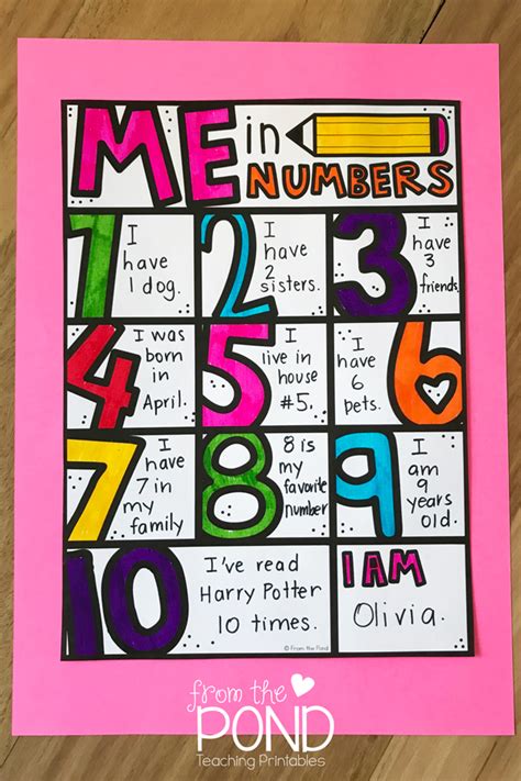 All About Me In Numbers Worksheet