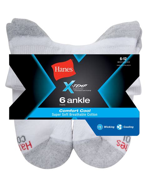 Hanes Mens X Temp Ankle Socks Style Cc166