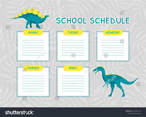 School Schedule Template Timetable Pupils Cute Stock Vector Royalty