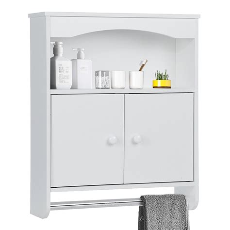 This wall cabinet can utilize the spare wall space in the bathroom, kitchen and corridor to build a convenient and neat. Insma Wooden Bathroom Wall Cabinet with Towel Bar ...
