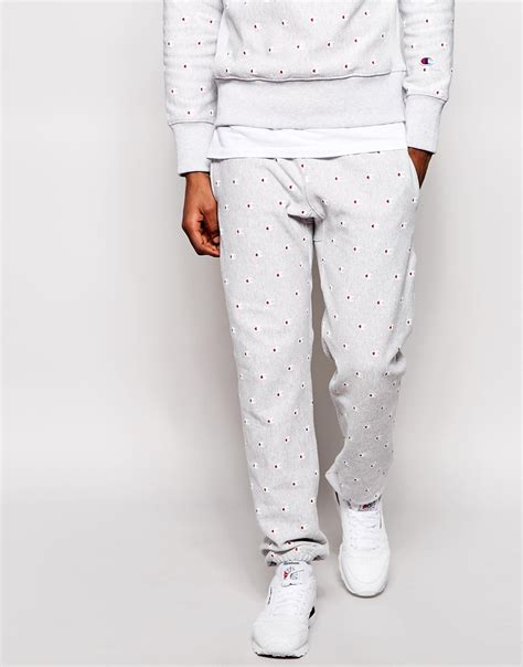 Champion Joggers With All Over Print Co Ord In Gray For Men Lyst